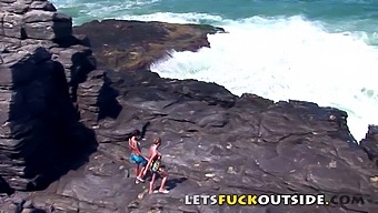 Lets Have Outdoor Sex - Girls Get Caught While Having Sex On A Rock
