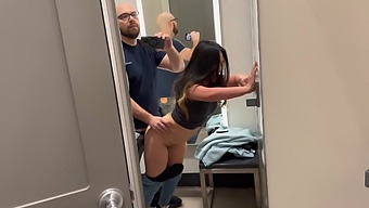 Beautiful Asian Girl Gives Blow Job In A Dressing Room In A Department Store.